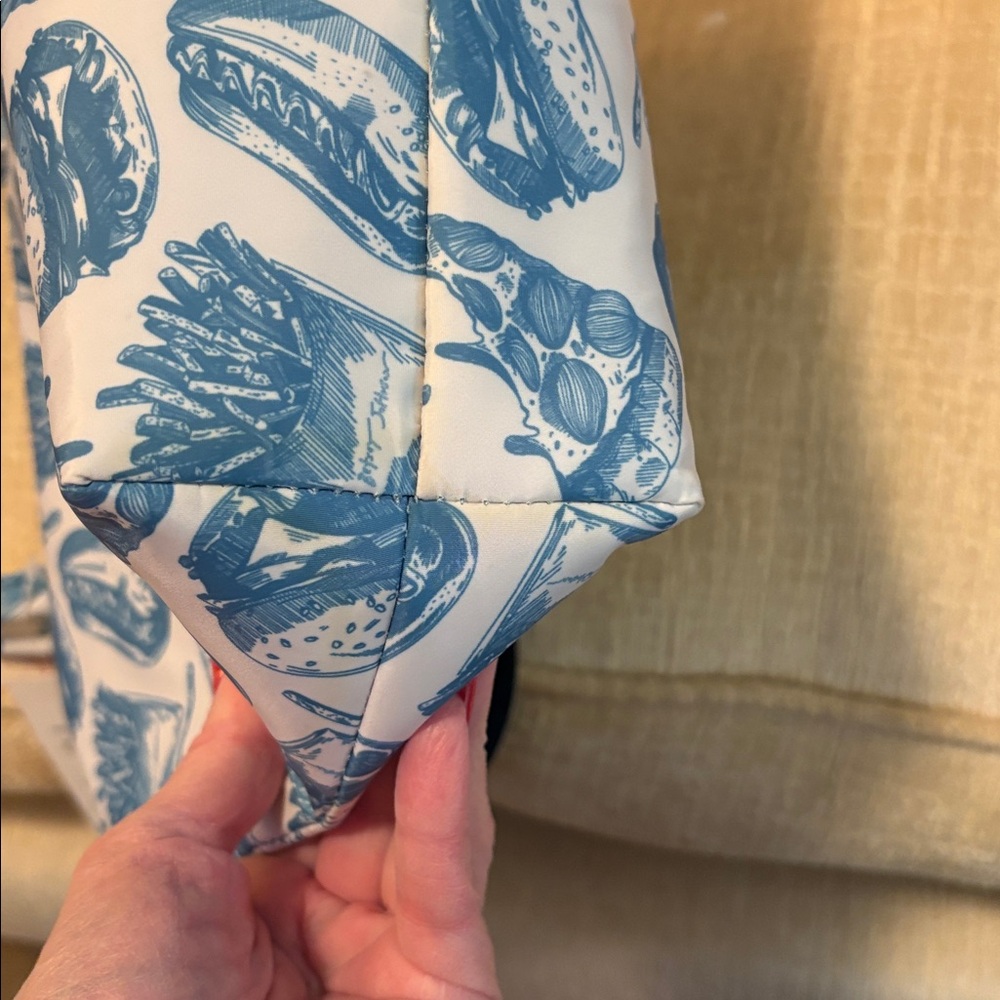 Betsey Johnson Blue Food Print Insulated Tote. - Picture 4 of 11